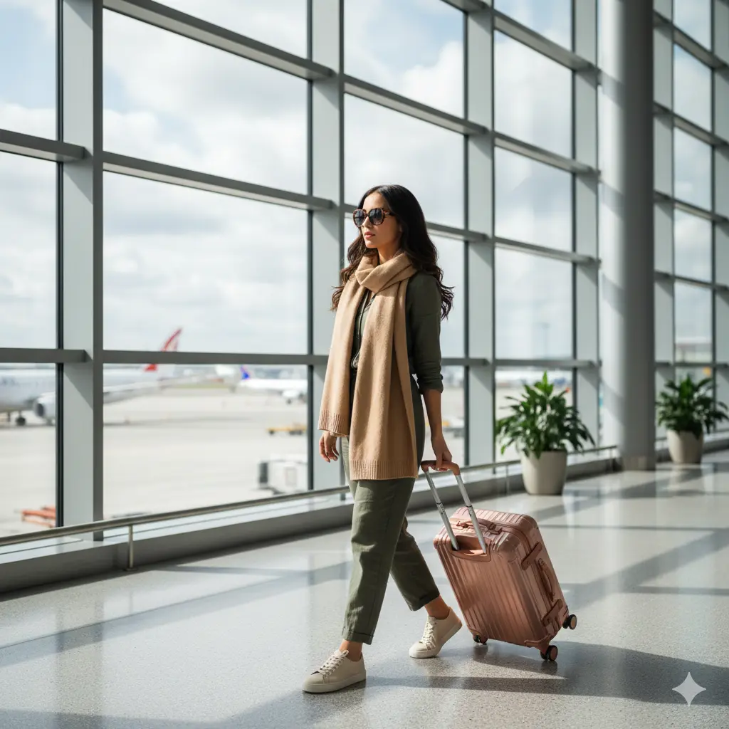 Best sneakers for airport travel worn by stylish traveler walking through terminal