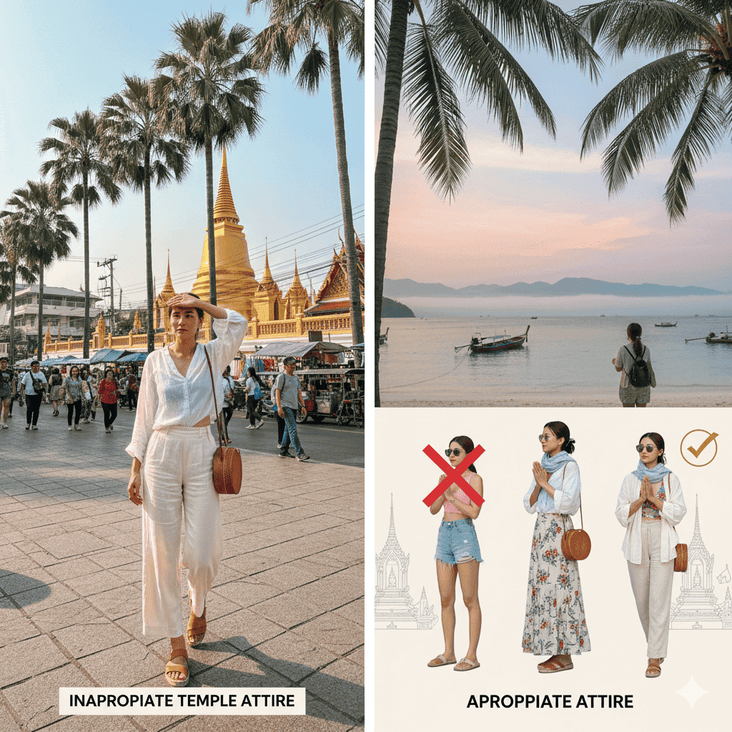Cool season layering example for what to wear in Thailand for women