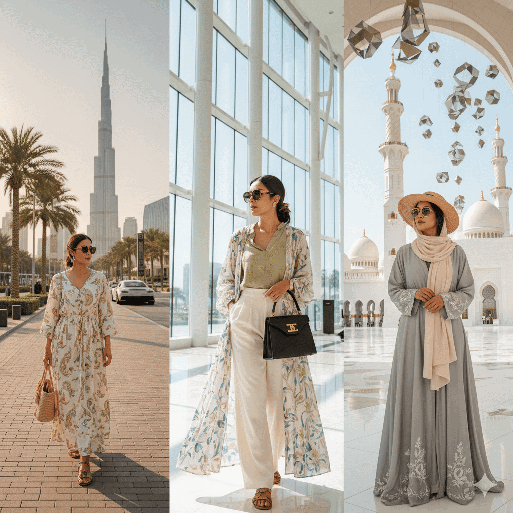 modest outfit idea for women visiting Dubai mosque