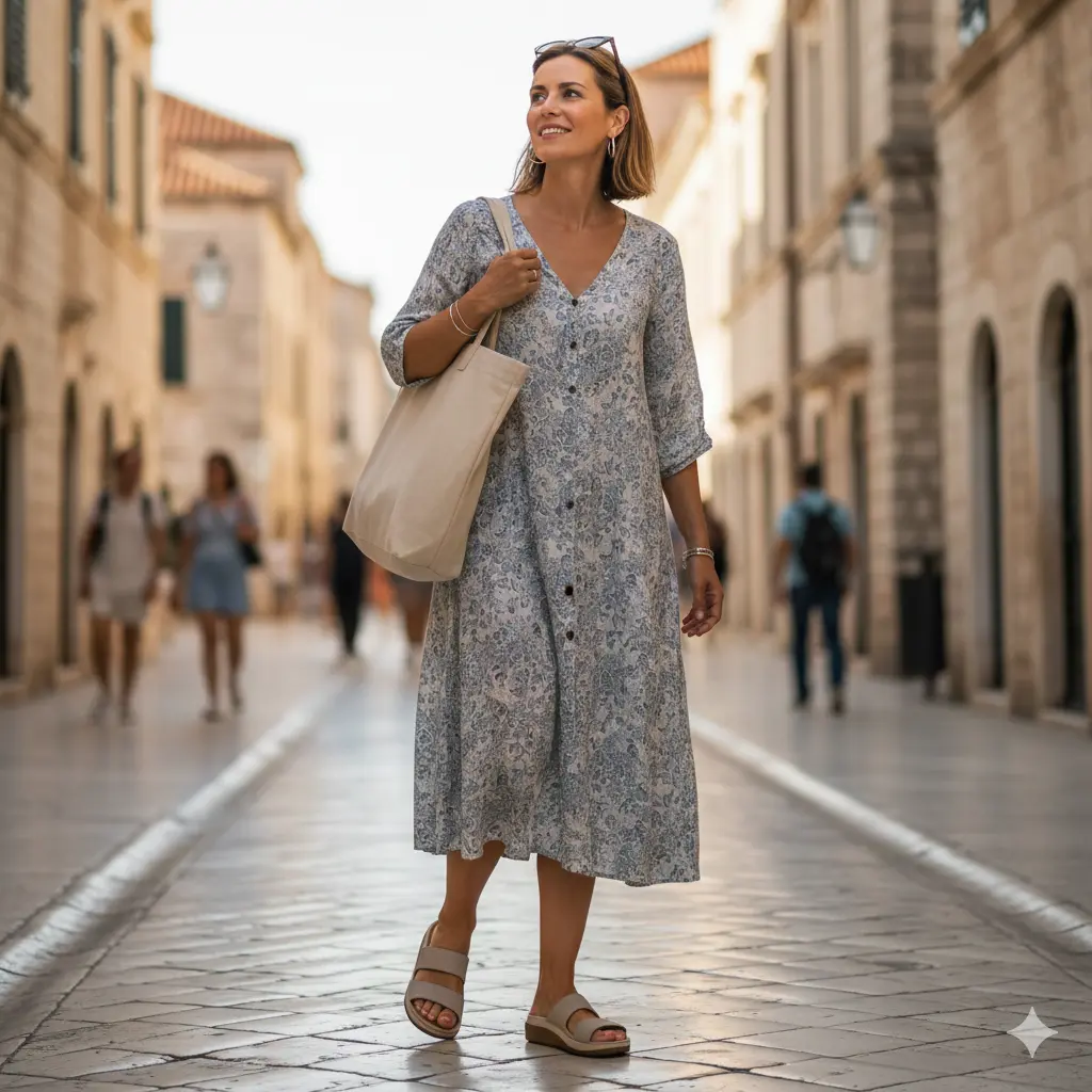 Supportive sandals ideal for long sightseeing days and city walking