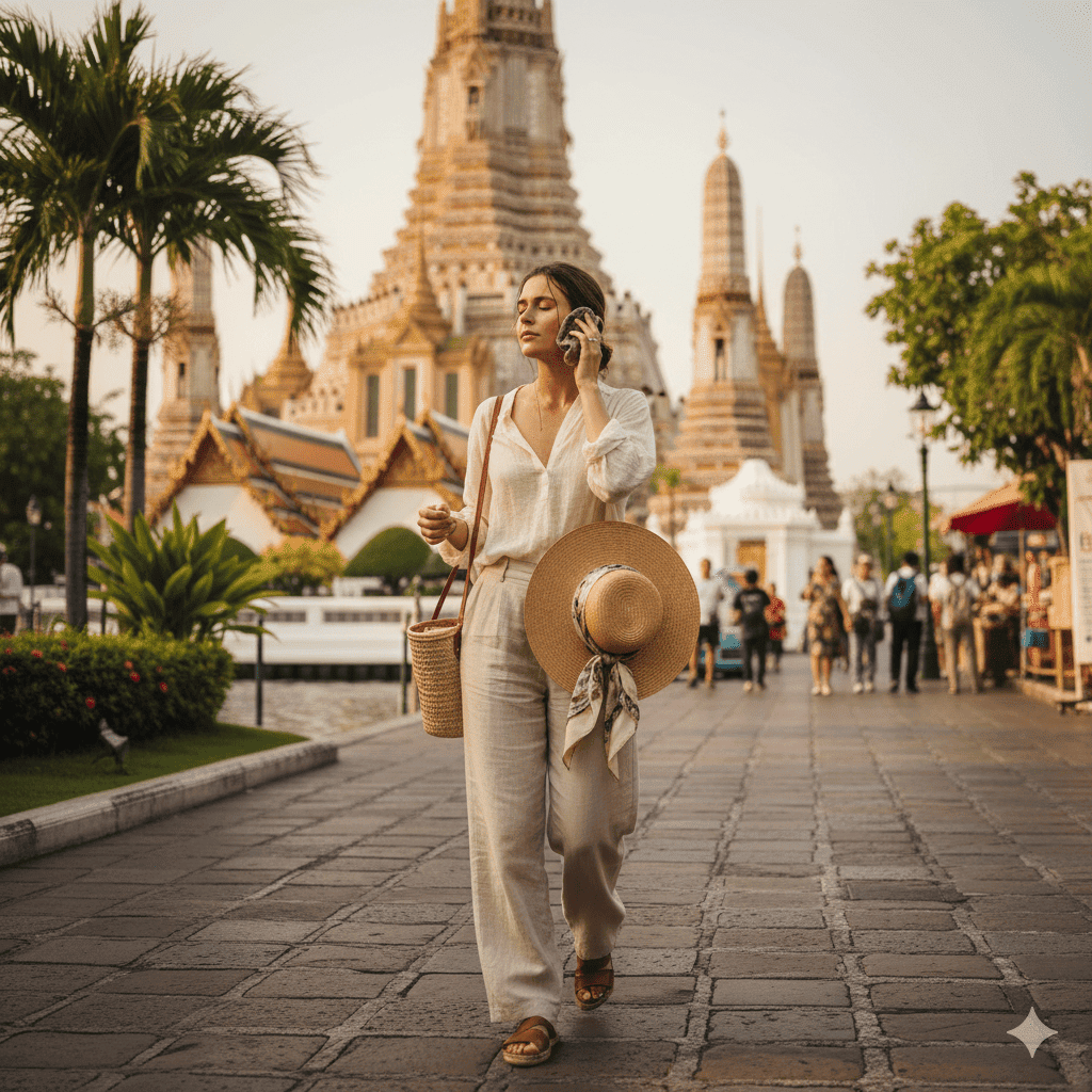 Breathable outfit example for what to wear in Thailand for women in hot weather