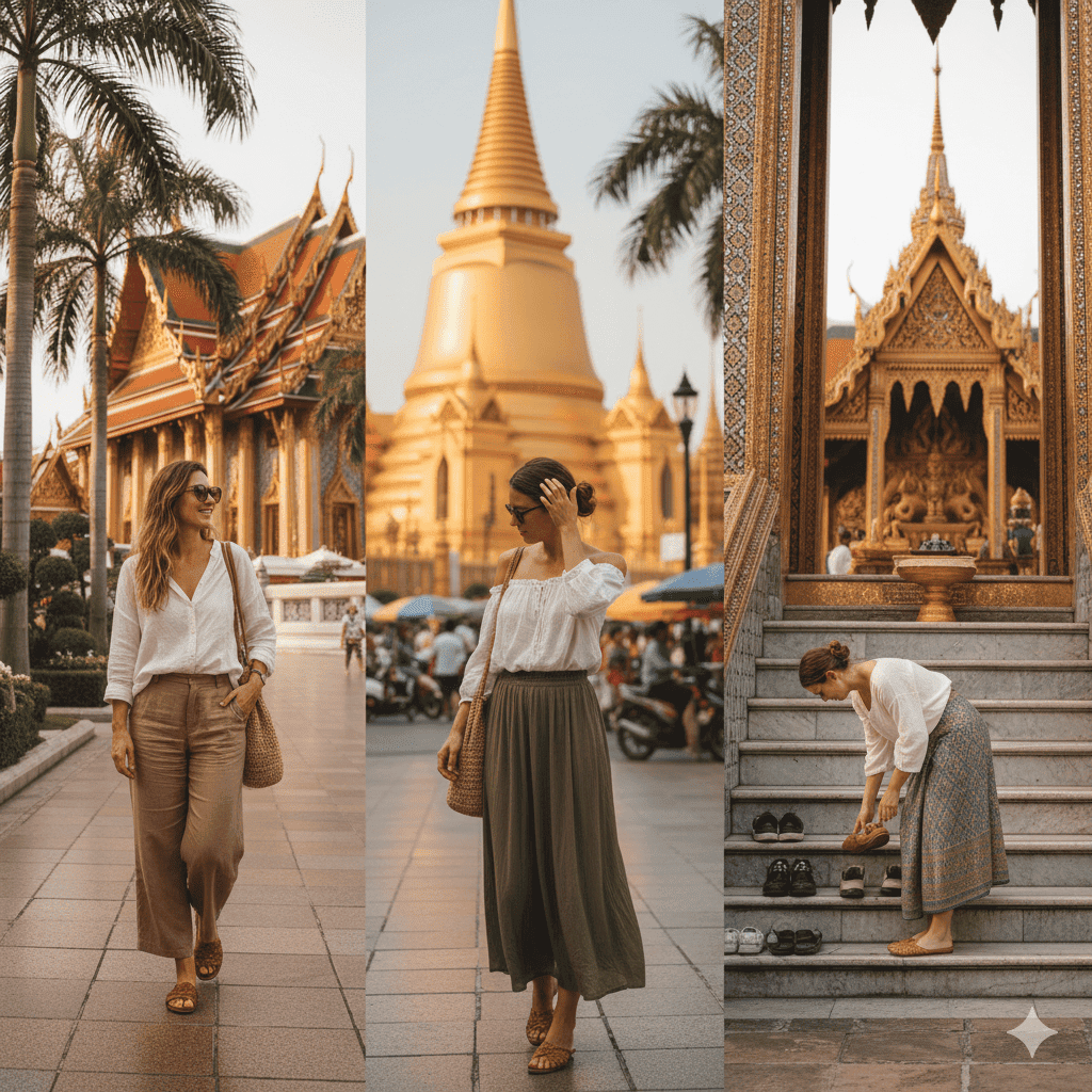 Temple dress code example for what to wear in Thailand for women