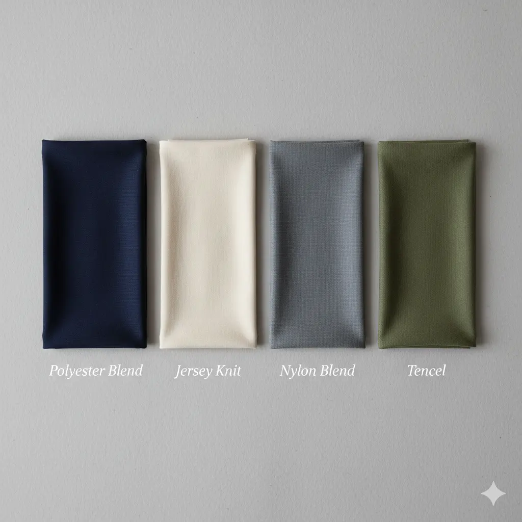 Close-up of wrinkle-resistant travel dress fabric textures