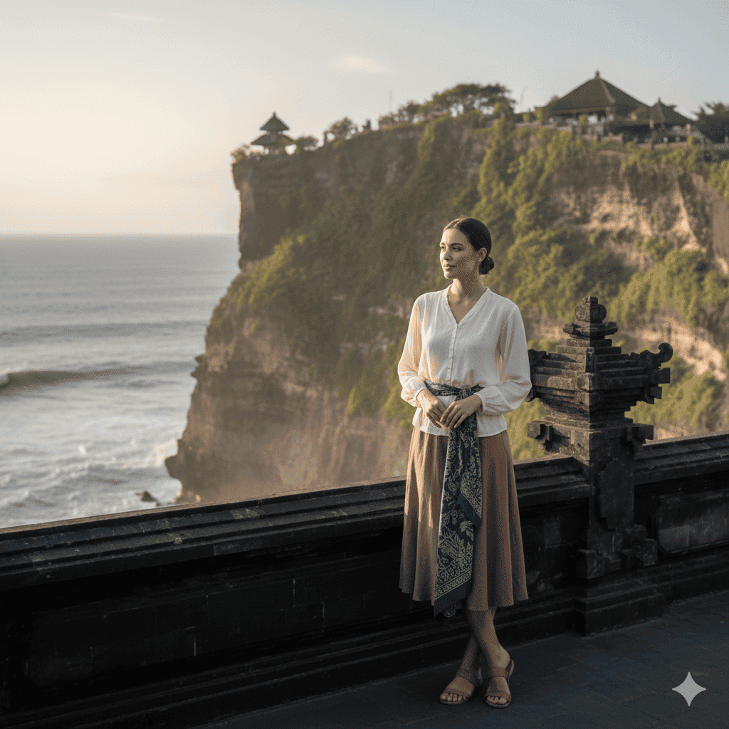 What to wear in Bali for women when visiting temples like Uluwatu