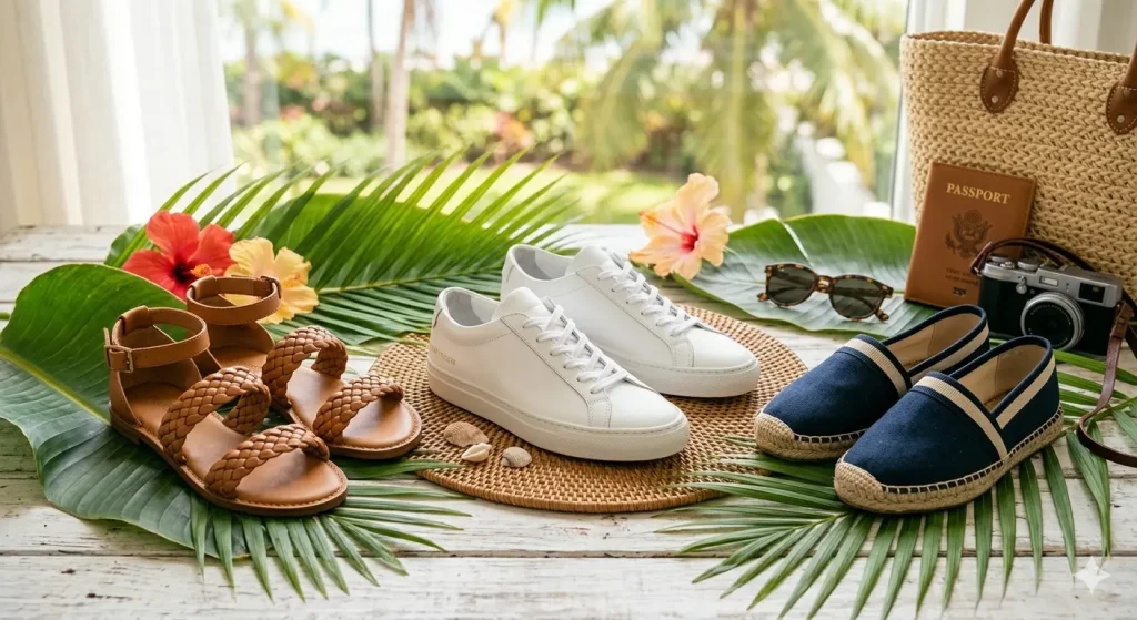 best shoes for Miami travel sandals sneakers outfit