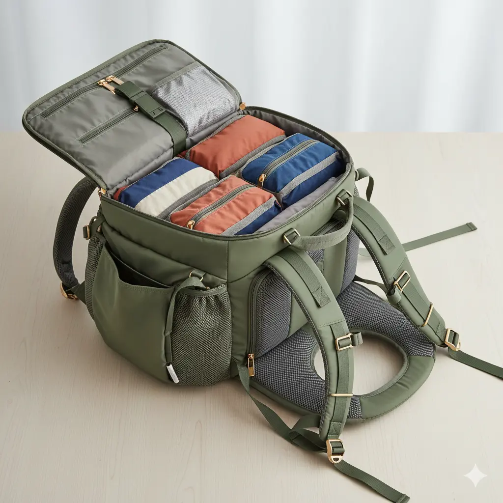 Essential features in the best travel backpacks for women including laptop compartment, padded straps, and anti-theft pockets.