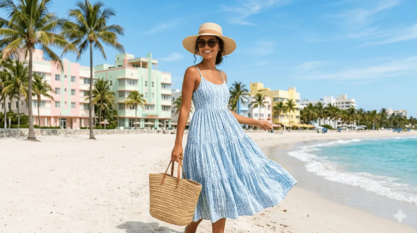 Miami packing list outfits for beach vacation in Miami Florida