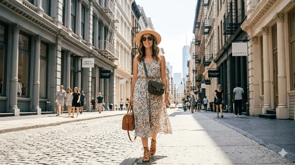 Summer travel outfit idea for New York City sightseeing