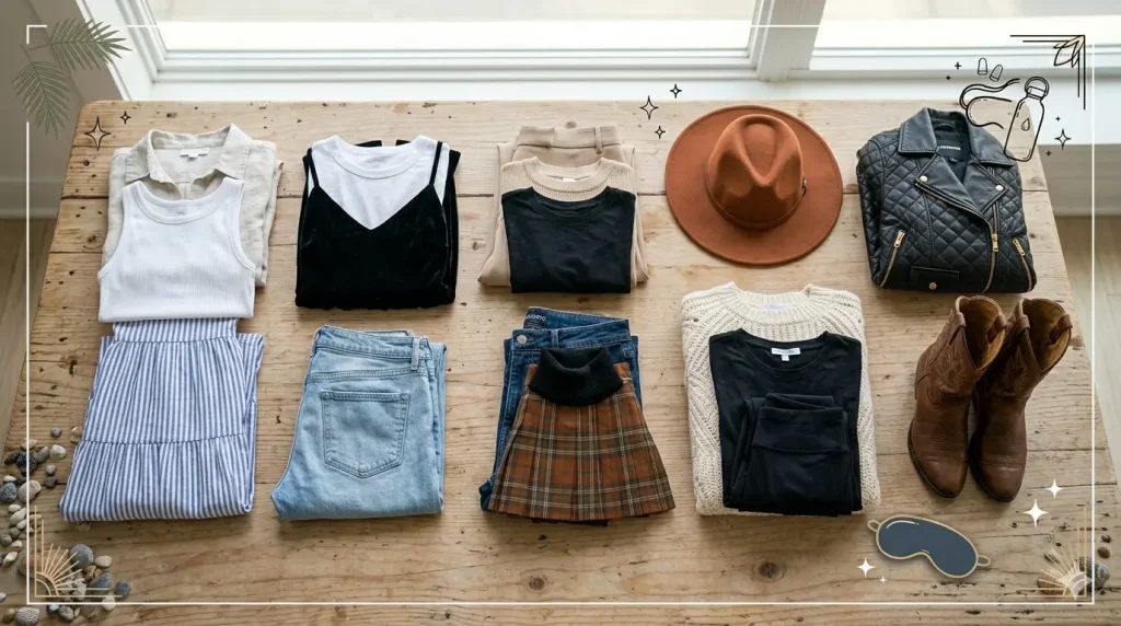 minimal clothing packing for international trip with limited outfits