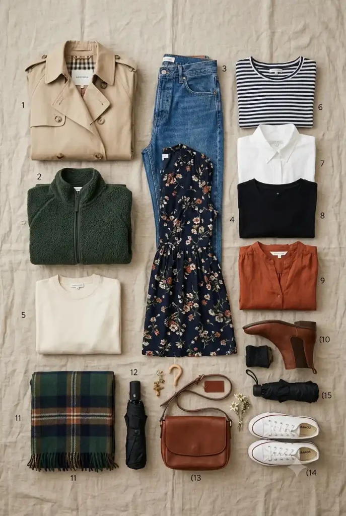Fifteen-piece capsule wardrobe for a May trip to Austria