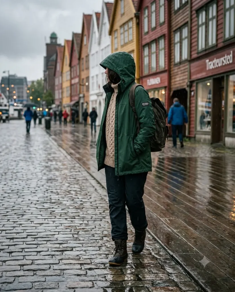 Bergen rain outfit Norway