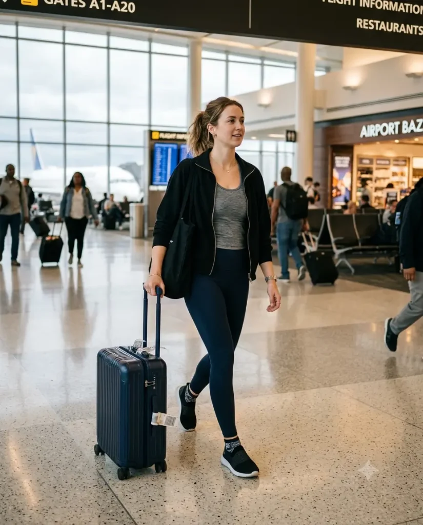 Comfortable travel outfit idea for flight to Hawaii