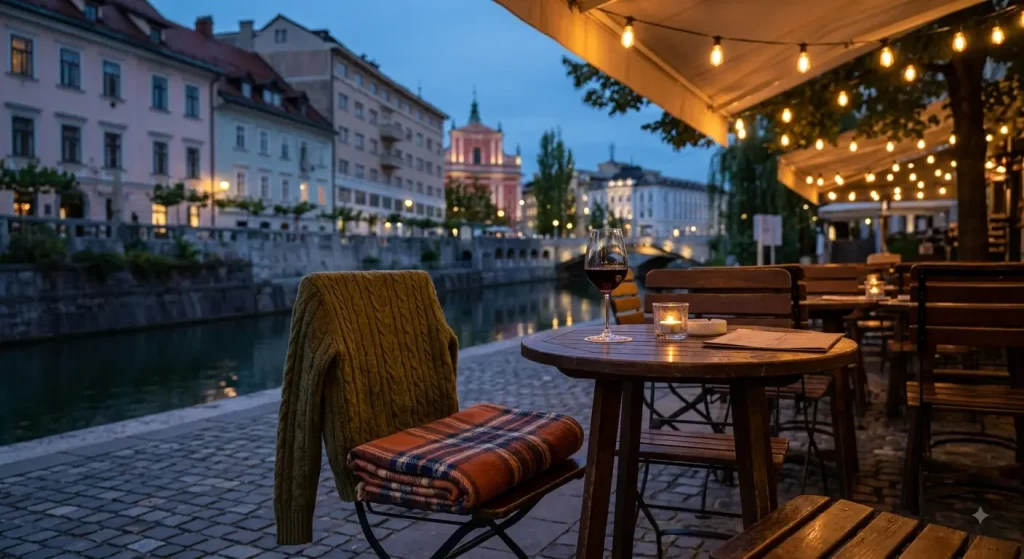 What to wear for Ljubljana September evenings at a riverside café terrace